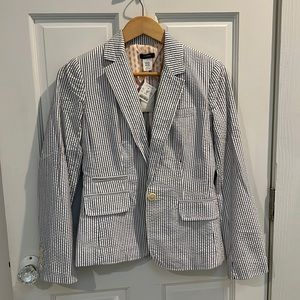 J. Crew blue white seersucker blazer jacket size 2 NWT